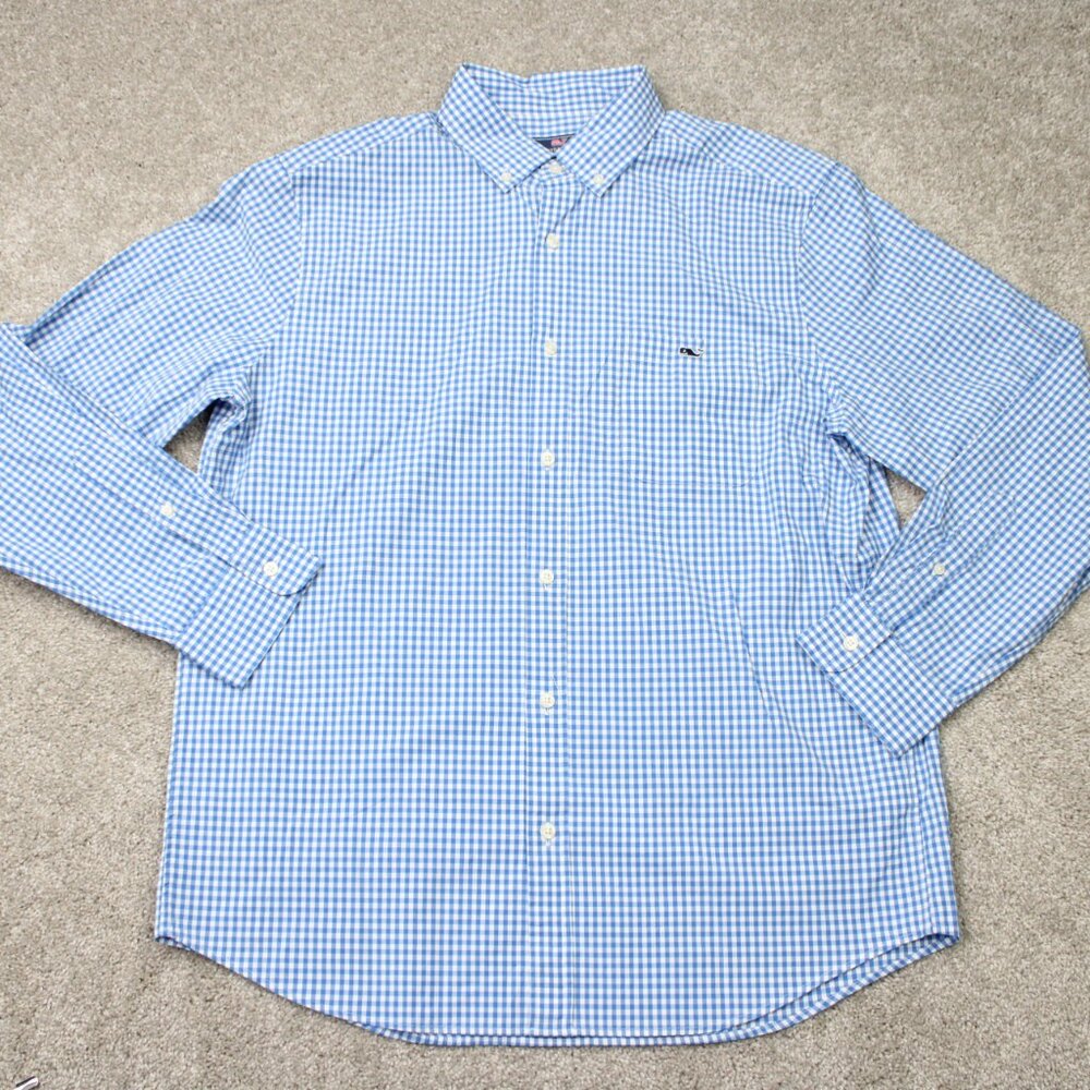 Vineyard Vines Shirt Men Large Blue Classic Fit Tucker Cotton Stretch L/S Button - Picture 2 of 14